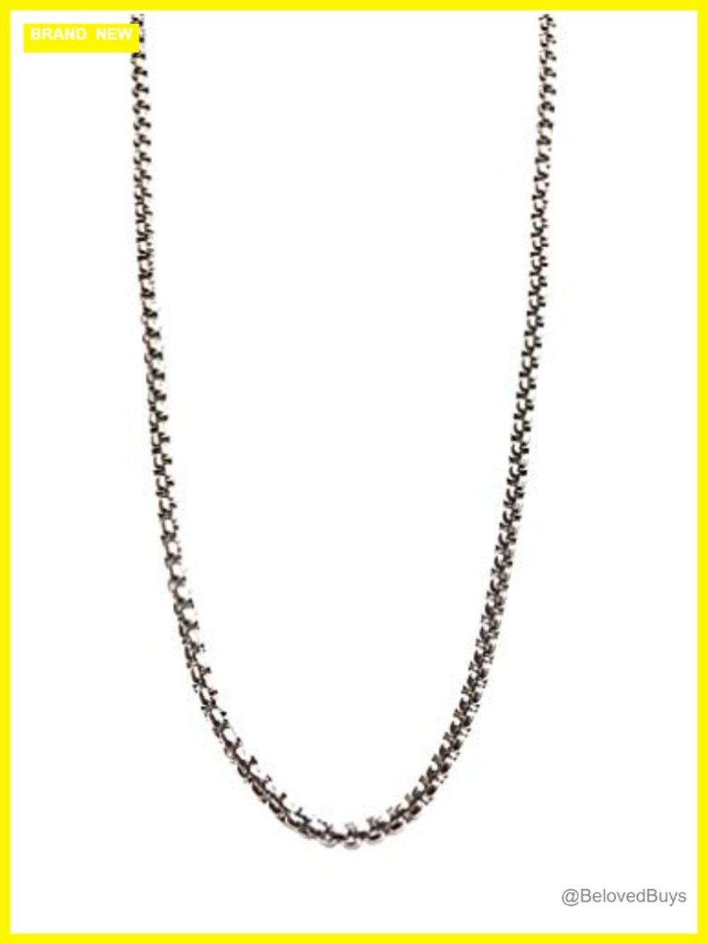 14k White Gold Rolo Chain Necklace 3mm Fine Solid Plated Lobster Clasp 22 Inch